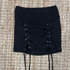 Black Lace-Up Skirt
